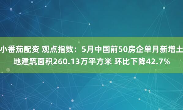 小番茄配资 观点指数：5月中国前50房企单月新增土地建筑面积260.13万平方米 环比下降42.7%