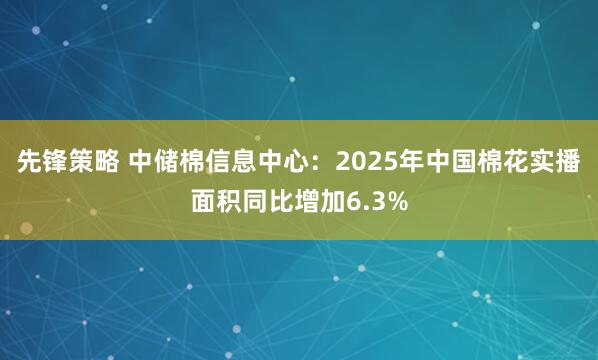 先锋策略 中储棉信息中心：2025年中国棉花实播面积同比增加6.3%
