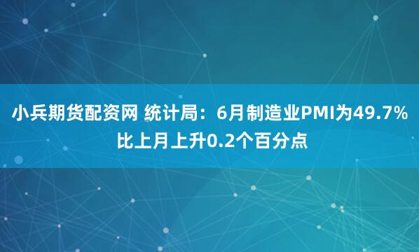 小兵期货配资网 统计局：6月制造业PMI为49.7% 比上月上升0.2个百分点